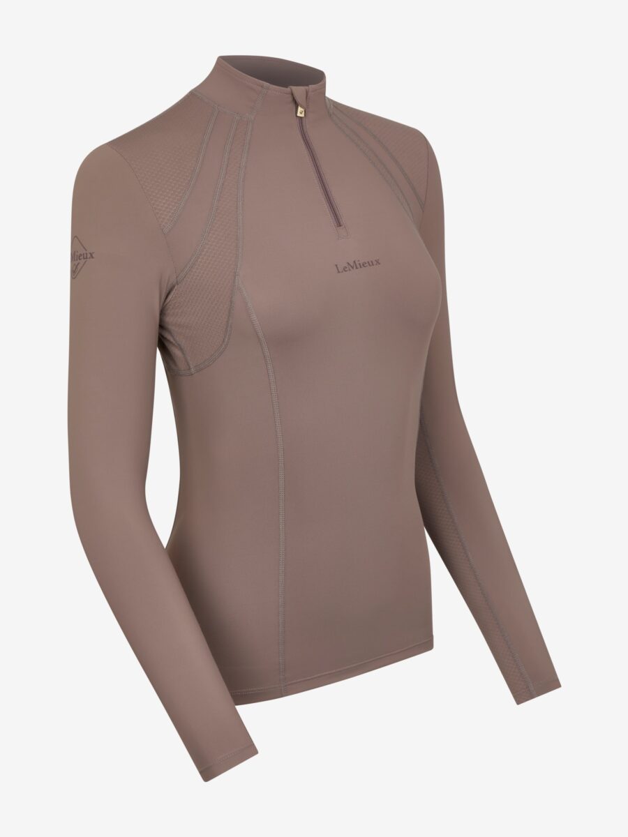 LANGÆRMET BLUSE MIA MESH - WALNUT