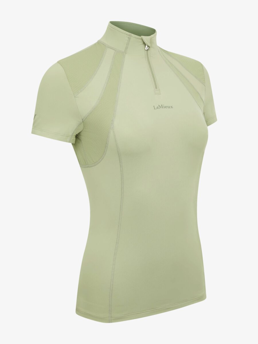 LEMIEUX MIA MESH KORTÆRMET BLUSE - FERN